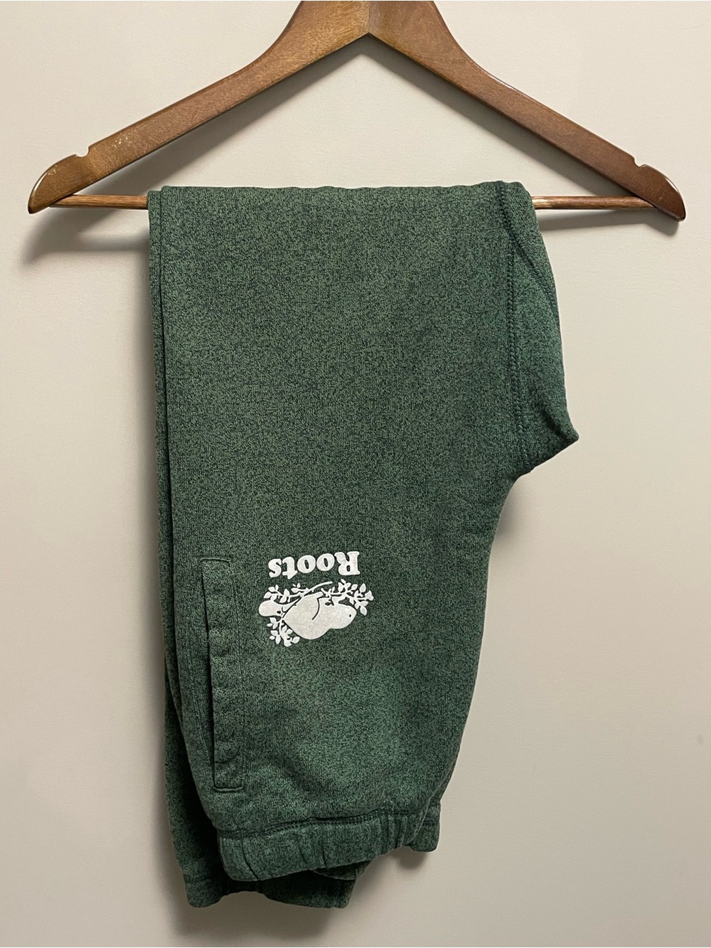 Roots Forest Green Sweatpants with White Logo Men Women XS - Picture 1 of 10